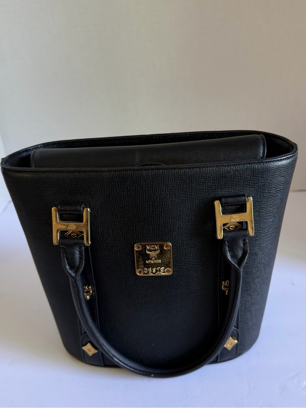 MCM Black Bucket Leather